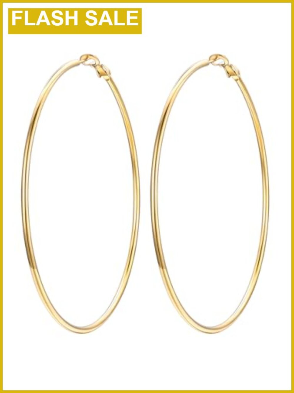 14K Gold Plated Big Hoop Earrings 3.15 Inch Stainless Steel